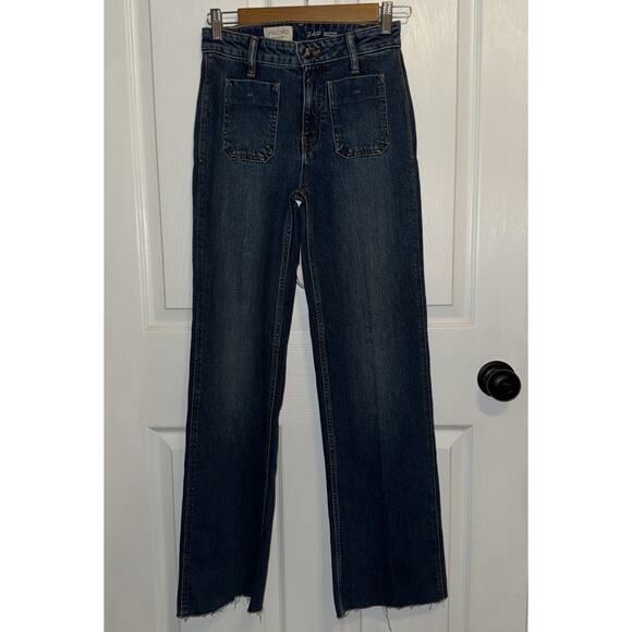 PILCRO Anthropologie Vintage Column High Rise Wide Leg Jeans Raw Hem Size 24P - Picture 1 of 6